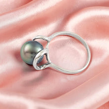 Load image into Gallery viewer, Solid Sterling Silver .925 Peacock-Tone Tahitian Pearl Wrap Ring