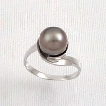 Load image into Gallery viewer, Solid Sterling Silver .925 Black-Grey Tahitian Pearl Solitaire Ring