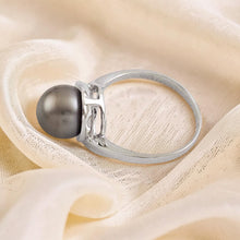 Load image into Gallery viewer, Solid Sterling Silver .925 Black-Grey Tahitian Pearl Solitaire Ring