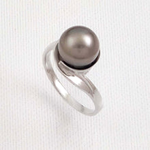 Load image into Gallery viewer, Solid Sterling Silver .925 Black-Grey Tahitian Pearl Solitaire Ring