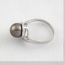 Load image into Gallery viewer, Solid Sterling Silver .925 Black-Grey Tahitian Pearl Solitaire Ring