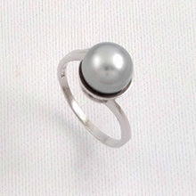 Load image into Gallery viewer, Solid Sterling Silver .925 Silver-Grey Tahitian Pearl Solitaire Ring
