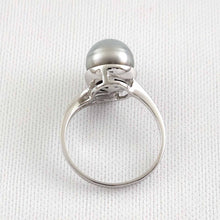 Load image into Gallery viewer, Solid Sterling Silver .925 Silver-Grey Tahitian Pearl Solitaire Ring