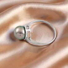 Load image into Gallery viewer, Solid Sterling Silver .925 Peacock-Tone Tahitian Pearl Solitaire Ring