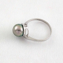 Load image into Gallery viewer, Solid Sterling Silver .925 Peacock-Tone Tahitian Pearl Solitaire Ring