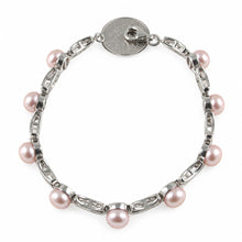 Load image into Gallery viewer, Pink Freshwater Pearl Bracelet – 9-Segment Solid 925 Sterling Silver Links