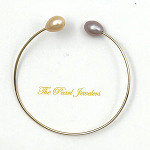 9400278- DOUBLE PEACH & PINK CULTURED PEARL CUFF BRACELETS