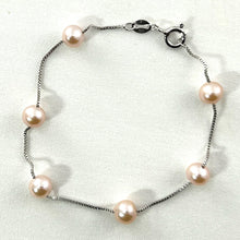 Load image into Gallery viewer, 9401094-Pink-Cultured-Pearl-Bracelet-.925-Silver-Box-Chain-Links