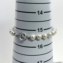 Load image into Gallery viewer, White Freshwater Pearl Bracelet with Sterling Silver Bali Beads