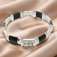 Load image into Gallery viewer, Black Onyx Dragon Design Bracelet – Sterling Silver 925