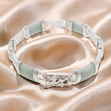 Load image into Gallery viewer, Celadon Green Jade Dragon Design Bracelet – 925 Sterling Silver