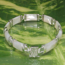 Load image into Gallery viewer, Mother of Pearl Bracelet – 9-Segment Sterling Silver Design