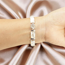 Load image into Gallery viewer, Eight Segment Mother of Pearl Bracelet Solid Sterling Silver Links