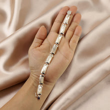 Load image into Gallery viewer, Eight Segment Mother of Pearl Bracelet Solid Sterling Silver Links