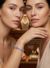 Load image into Gallery viewer, Lavender Jade Bracelet with Chinese Characters – 925 Sterling Silver