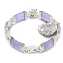 Load image into Gallery viewer, Lavender Jade Bracelet with Chinese Characters – 925 Sterling Silver