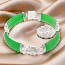 Load image into Gallery viewer, Green Jade Dragon Design Bracelet – Sterling Silver 925