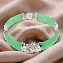 Load image into Gallery viewer, Green Jade Chinese Character Bracelet – 925 Sterling Silver