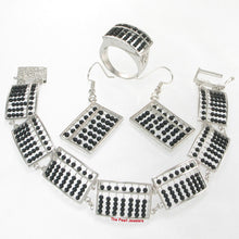 Load image into Gallery viewer, Silver .925 Abacus Design Black Onyx Bracelet, Earrings, Pendant, Ring Set