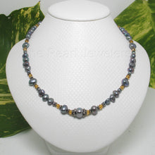 Load image into Gallery viewer, Black Pearl &amp; Multi-Crystal Necklace