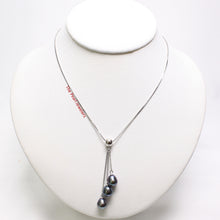 Load image into Gallery viewer, Solid Silver .925 Triple Pearl Dangle Necklace – Color Options