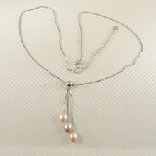 Load image into Gallery viewer, Solid Silver .925 Triple Pearl Dangle Necklace – Color Options