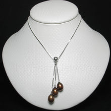 Load image into Gallery viewer, Solid Silver .925 Triple Pearl Dangle Necklace – Color Options