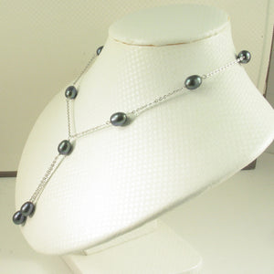 Solid Silver .925 Black Pearl Tin-Cup Necklace