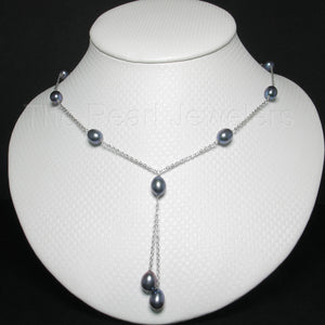 Solid Silver .925 Black Pearl Tin-Cup Necklace