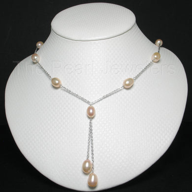 Solid Silver .925 Pink Pearl Tin-Cup Necklace