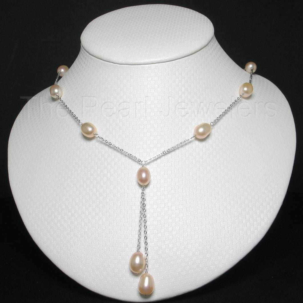 Solid Silver .925 Pink Pearl Tin-Cup Necklace