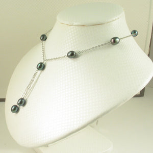 Solid Silver .925 Black Pearl Tin-Cup Necklace