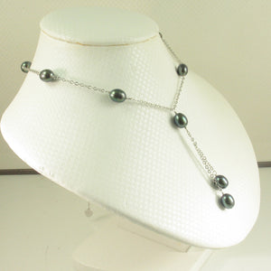 Solid Silver .925 Black Pearl Tin-Cup Necklace