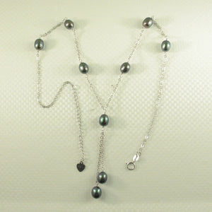 Solid Silver .925 Black Pearl Tin-Cup Necklace