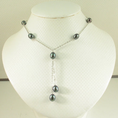 Solid Silver .925 Black Pearl Tin-Cup Necklace