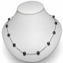 Load image into Gallery viewer, Solid Silver .925 Black Pearl Tin-Cup Necklace