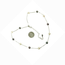 Load image into Gallery viewer, Solid Silver .925 Black &amp; White Pearl Tin-Cup Necklace