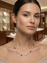 Load image into Gallery viewer, Solid Silver .925 Black &amp; White Pearl Tin-Cup Necklace