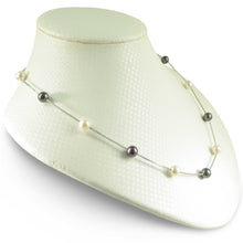 Load image into Gallery viewer, Solid Silver .925 Black &amp; White Pearl Tin-Cup Necklace