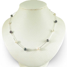 Load image into Gallery viewer, Solid Silver .925 Black &amp; White Pearl Tin-Cup Necklace