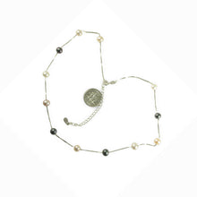 Load image into Gallery viewer, Solid Silver .925 Pink, Black &amp; White Pearl Tin-Cup Necklace