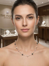 Load image into Gallery viewer, Solid Silver .925 Pink, Black &amp; White Pearl Tin-Cup Necklace