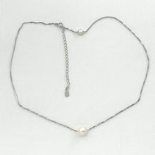 Load image into Gallery viewer, 9604090 STERLING SILVER BOX CHAIN SLIDER WHITE PEARL ADJUSTABLE LENGTH NECKLACE