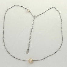 Load image into Gallery viewer, 9604092 STERLING SILVER BOX CHAIN SLIDER PEACH PEARL ADJUSTABLE LENGTH NECKLACE