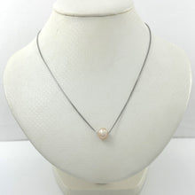 Load image into Gallery viewer, 9604092 STERLING SILVER BOX CHAIN SLIDER PEACH PEARL ADJUSTABLE LENGTH NECKLACE