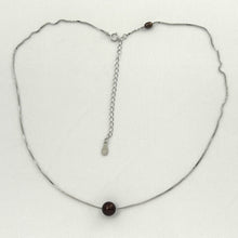 Load image into Gallery viewer, 9604093 SILVER BOX CHAIN SLIDER CHOCOLATE PEARL ADJUSTABLE LENGTH NECKLACE