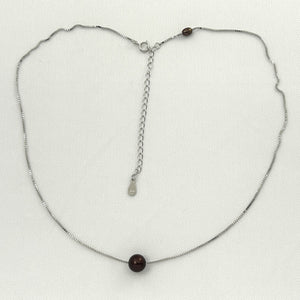 9604093 SILVER BOX CHAIN SLIDER CHOCOLATE PEARL ADJUSTABLE LENGTH NECKLACE