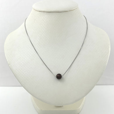 9604093 SILVER BOX CHAIN SLIDER CHOCOLATE PEARL ADJUSTABLE LENGTH NECKLACE