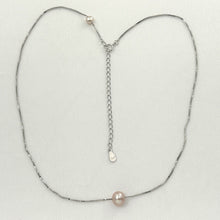 Load image into Gallery viewer, 9604094 STERLING SILVER BOX CHAIN SLIDER PINK PEARL ADJUSTABLE LENGTH NECKLACE