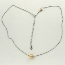 Load image into Gallery viewer, 9604095 SILVER BOX CHAIN SLIDER GOLDEN PEARL ADJUSTABLE LENGTH NECKLACE